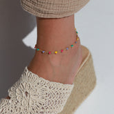 Bracelet de cheville coeurs colorés